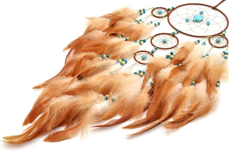 Urdeoms Big Brown Dream Catcher Wall Decor for Girls Women Boho Dream Catchers for Bedroom Adult Boys Teen Room Decor with Turquoise Hanging Ornament and Feathers Blessing Gifts(NO.31) - Image 5